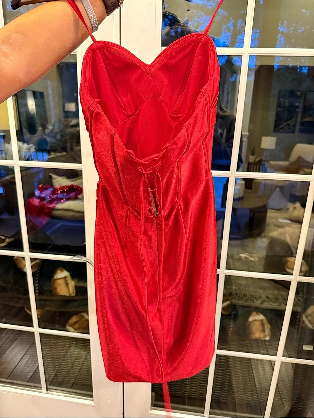 Gianni bini Satin Mini Dress in Red Size 1/2 NWT - Picture 2 of 4
